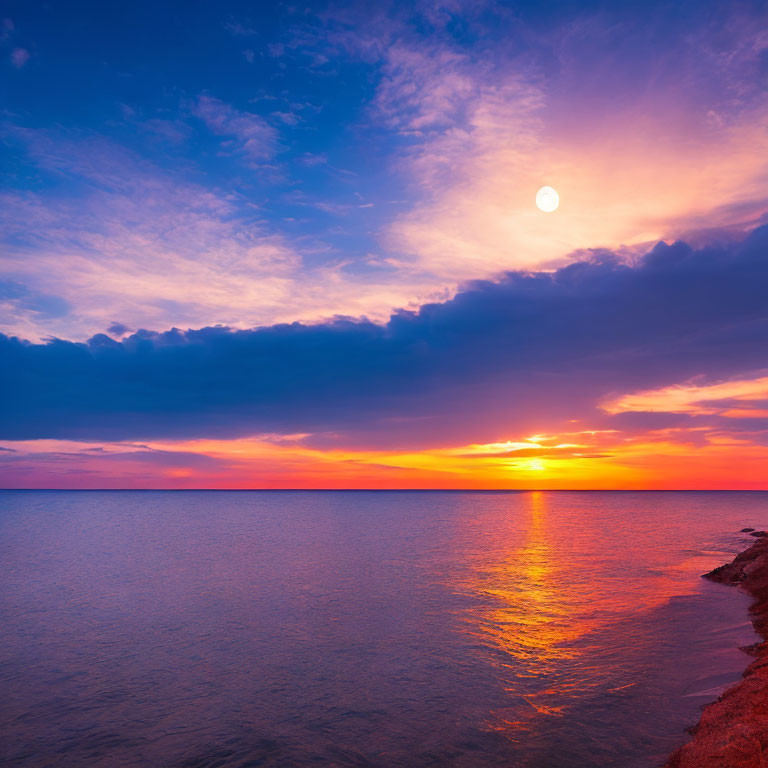 Colorful Sunset Reflecting on Calm Sea