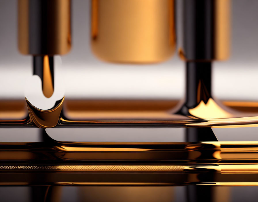 Detailed Close-Up of Golden Mechanical Parts for Futuristic Machinery