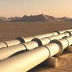 Pipeline in Desert Landscape with Sunset Glow