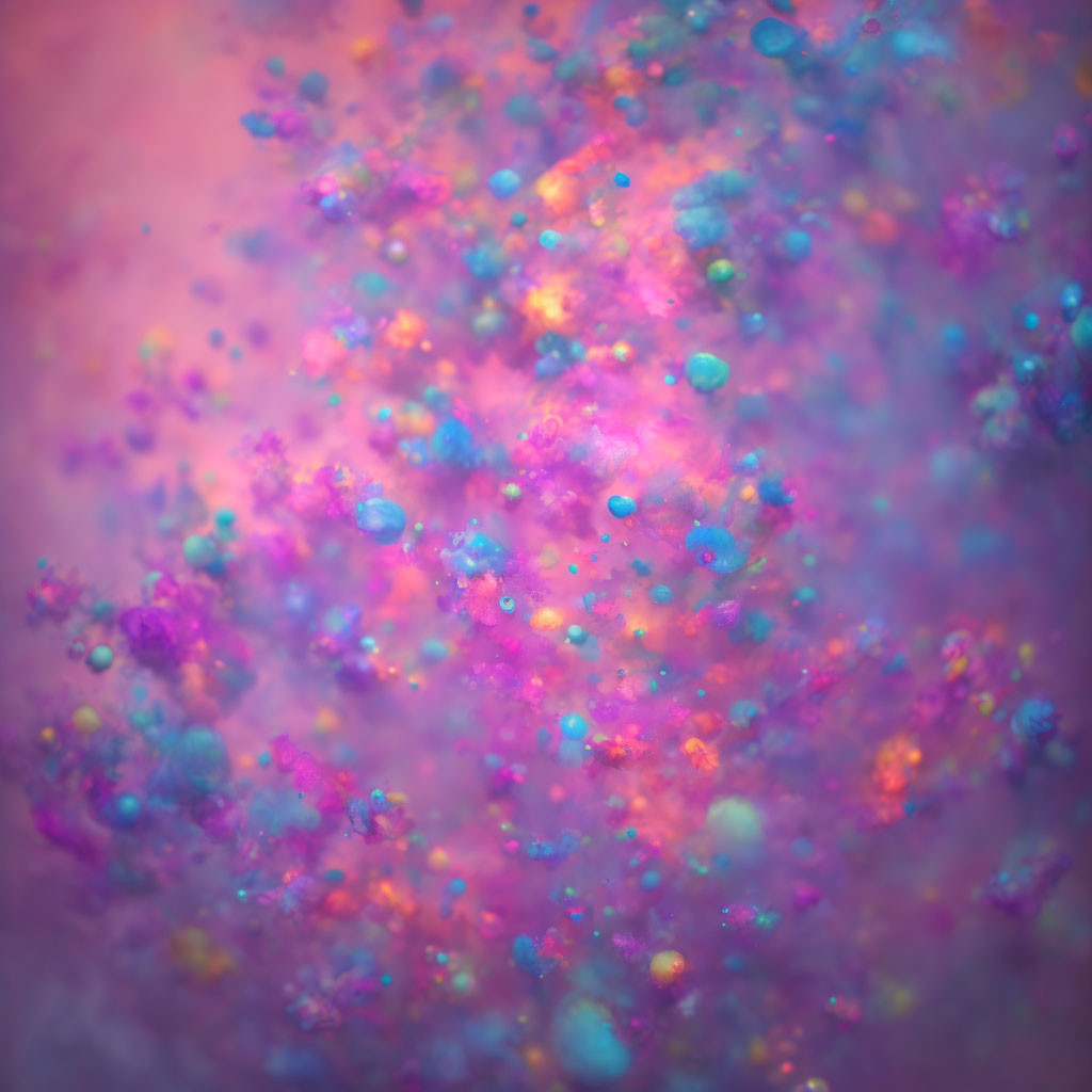 Vibrant pink and blue abstract blur with cosmic and underwater elements