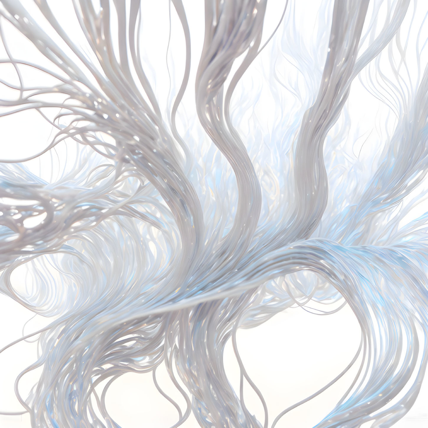 Pale Blue and White Wavy Strands on Light Background