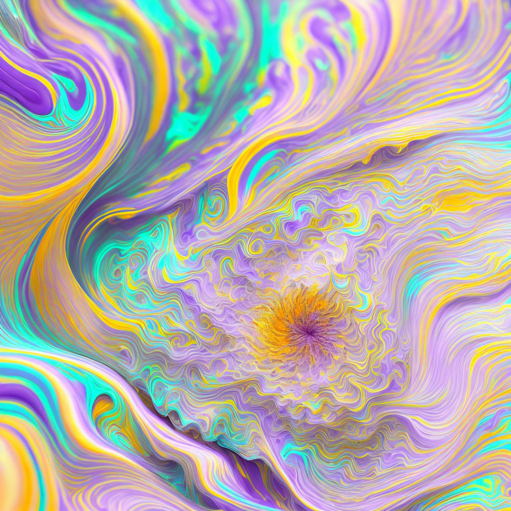 Abstract Psychedelic Color Swirl with Flower-like Center