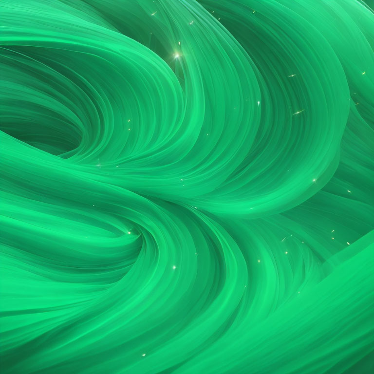 Swirling Green Abstract Background with Light Flares