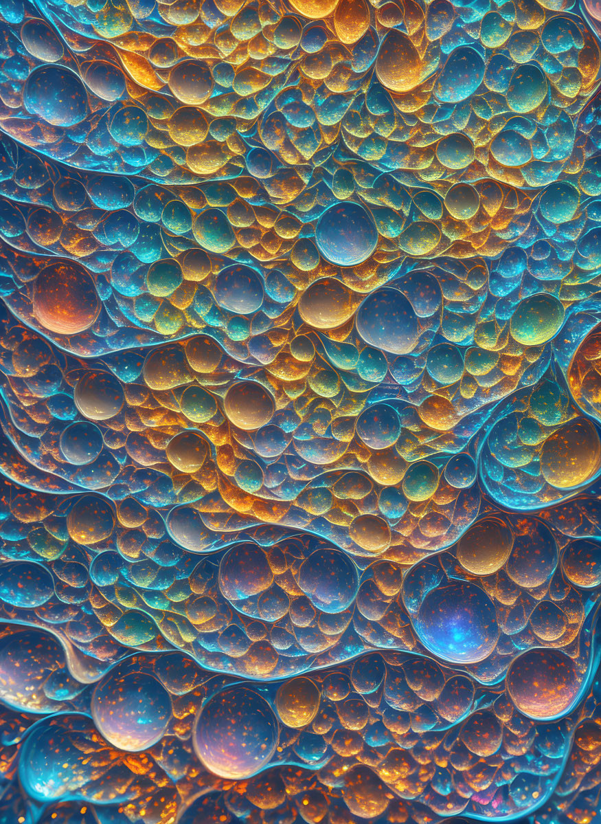 Colorful Soap Bubbles Close-Up with Shimmering Texture