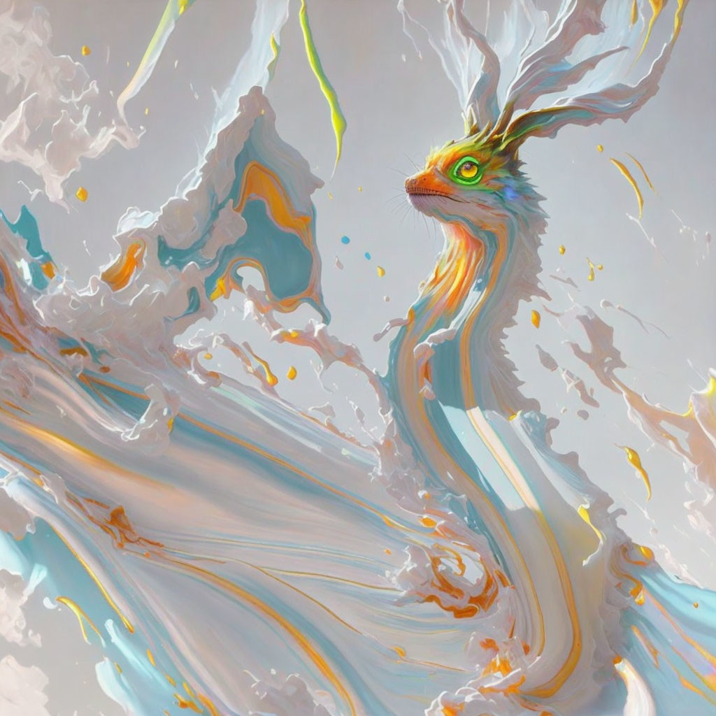 Colorful Abstract Creature with Single Eye: Mythical Bird-Inspired Digital Art