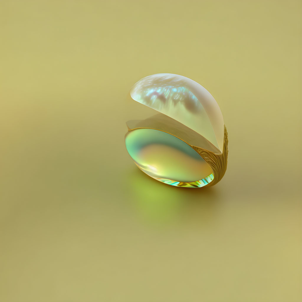 Digital Image: Pearl on Gold Clamshell on Yellow Gradient