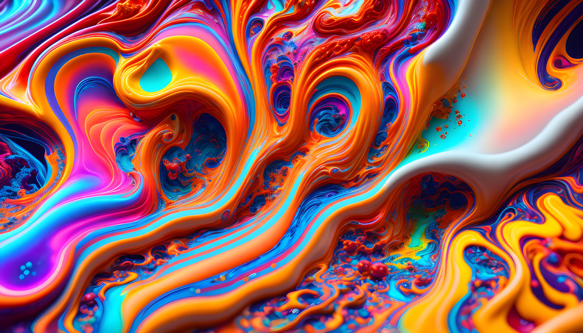 Colorful Swirling Patterns in Psychedelic Digital Art