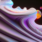 Fluid Gradient Layers of Purple and Blue with Colorful Spheres on Dark Background