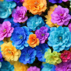 Multicolored Artificial Flowers in Blue, Pink, Yellow & Green