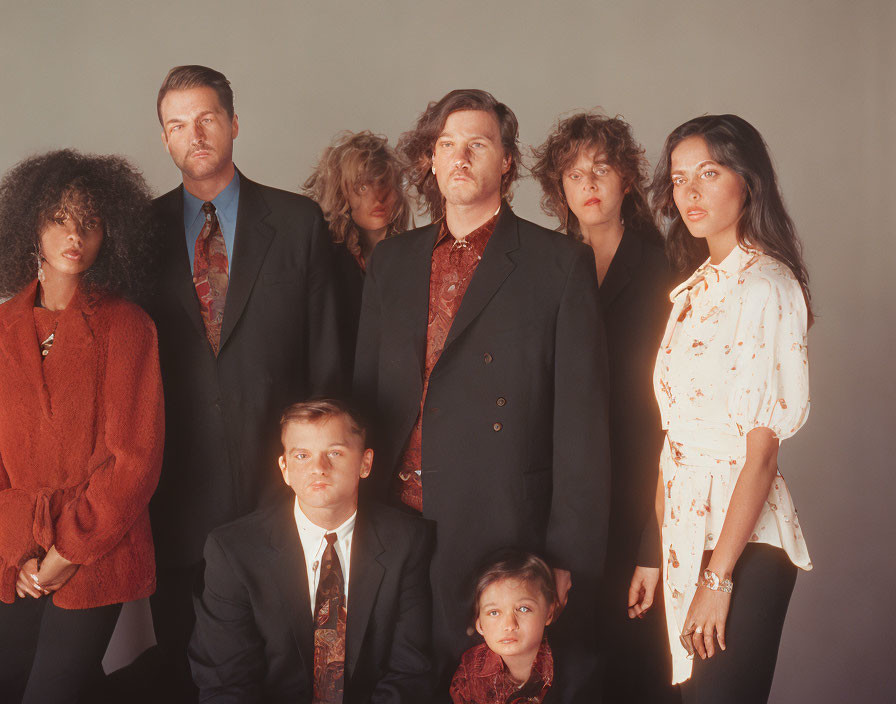 Vintage Group Portrait of Eight Serious Individuals