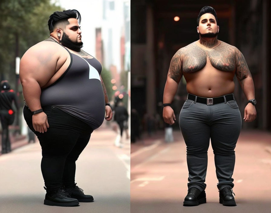 Man's Weight Loss Transformation in City Setting