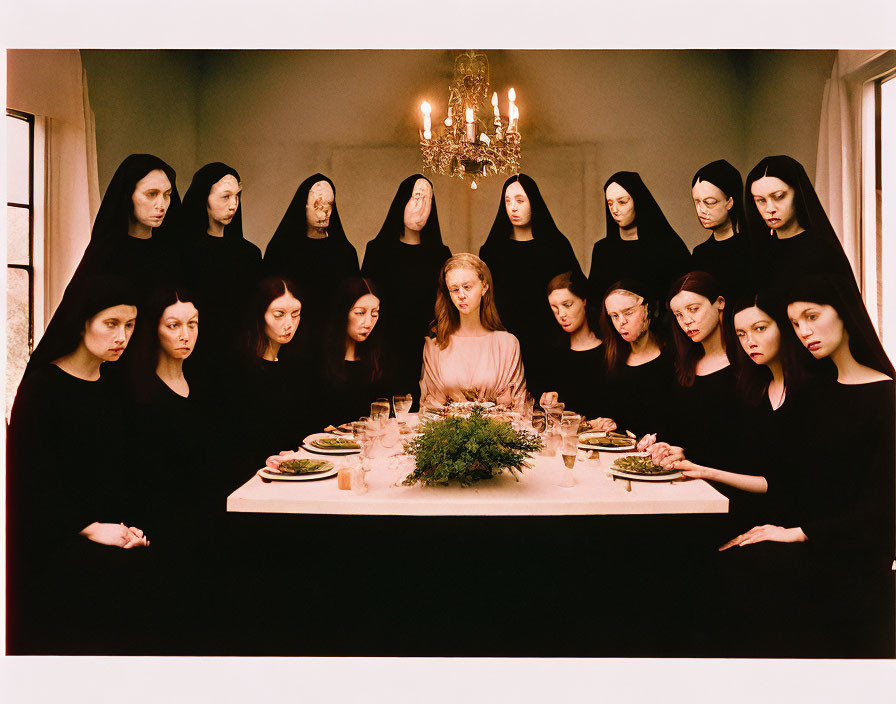 Women dressed as nuns in modern Last Supper reinterpretation