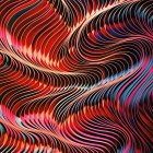 Colorful 3D digital artwork with flowing red and blue lines