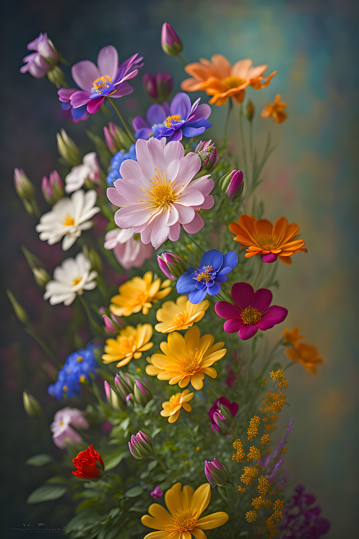 Colorful Wildflower Array Against Soft Background