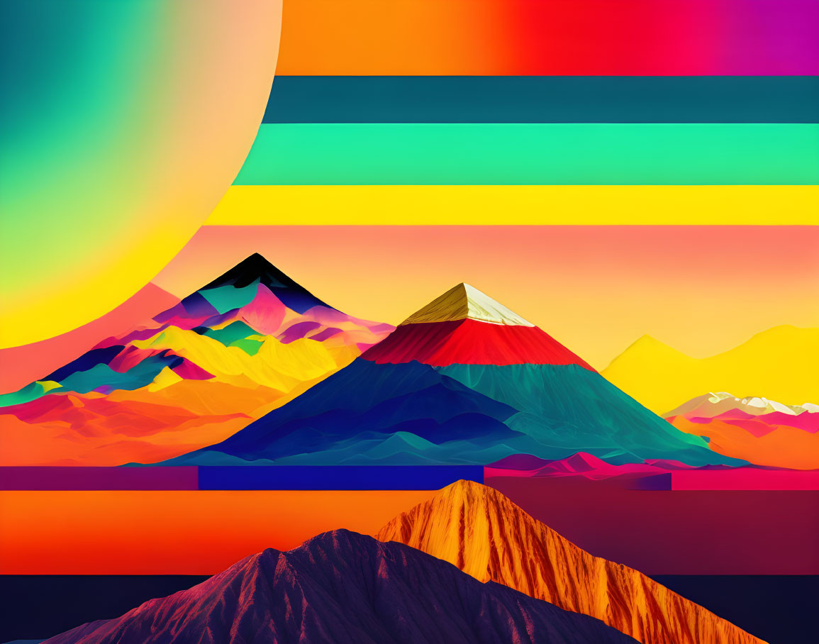 Colorful Abstract Mountain Landscape Artwork