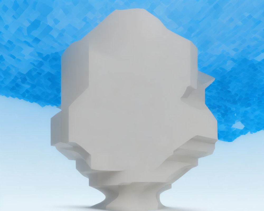 Smooth Abstract Bust on Blue Pixelated Background