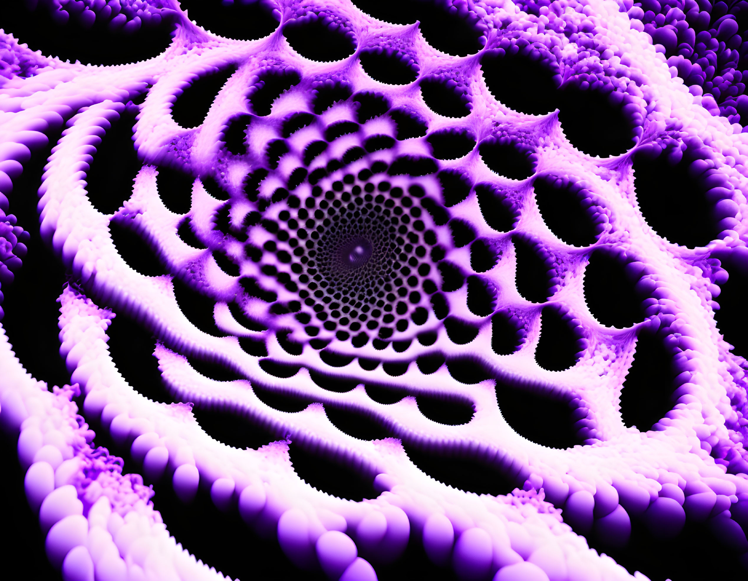 Purple and Black Spiral Fractal with Hypnotic 3D Design