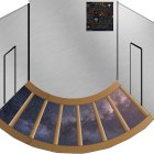 Curved Staircase with Galaxy Print Steps and Spaceship Interior