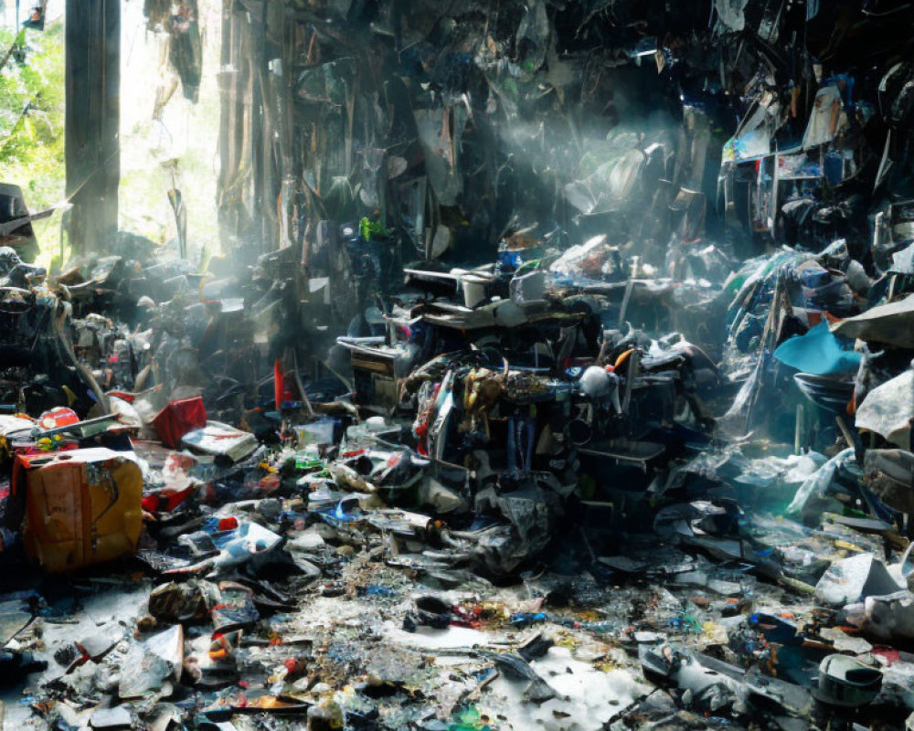 Cluttered Space with Discarded Objects and Light Rays