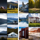 Collage of 12 images: landscapes, houses, smartphone, car dashboard, mountains.