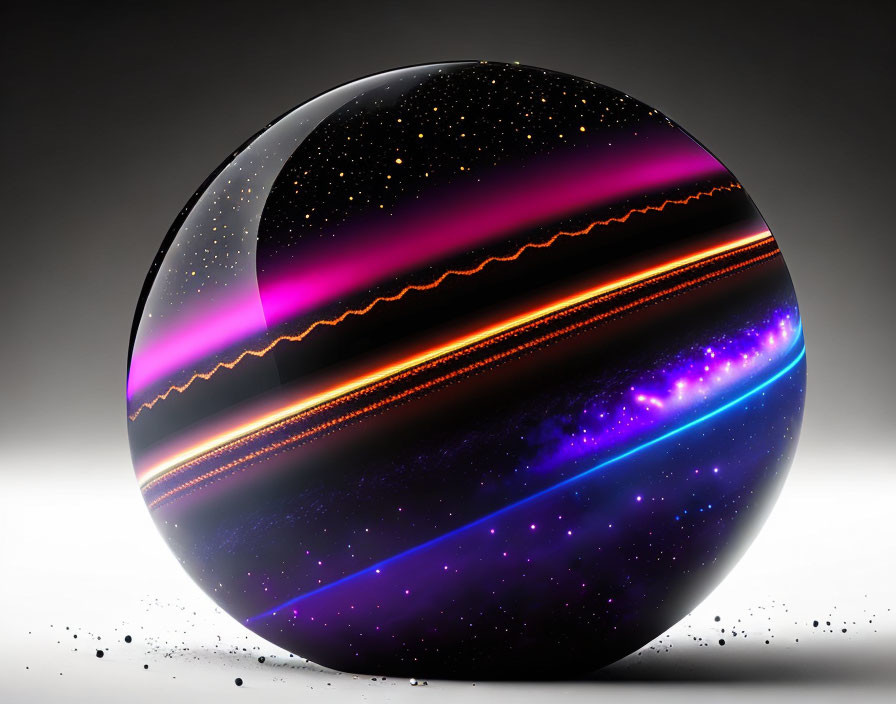 Colorful Cosmic Design Spherical Object on Surface