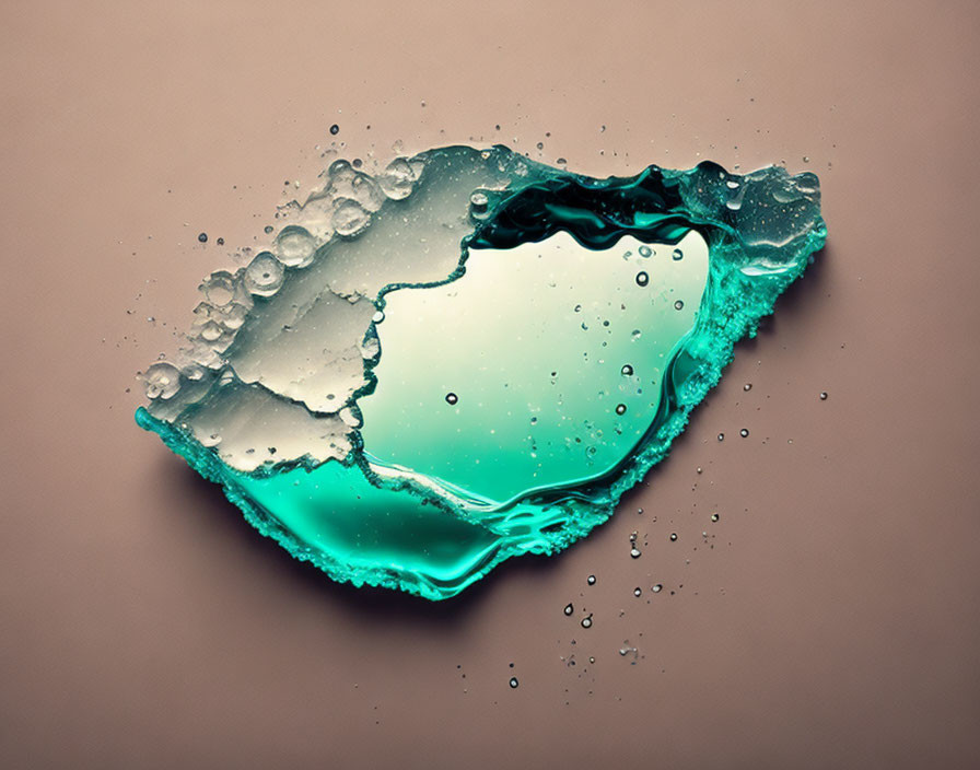 Dynamic Aqua Splash Against Brown Background