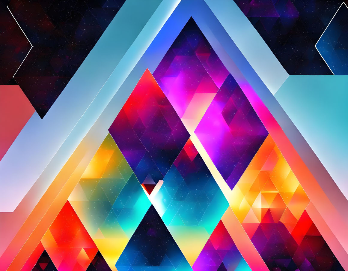 Colorful Overlapping Triangles Create 3D Tunnel Effect