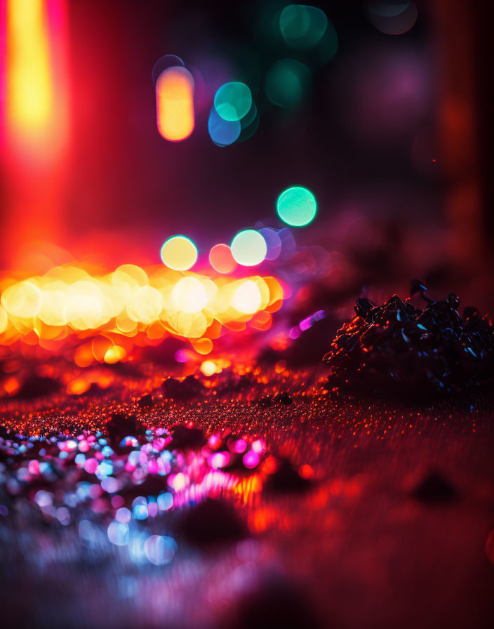 Colorful Bokeh Lights on Glittery Surface Background