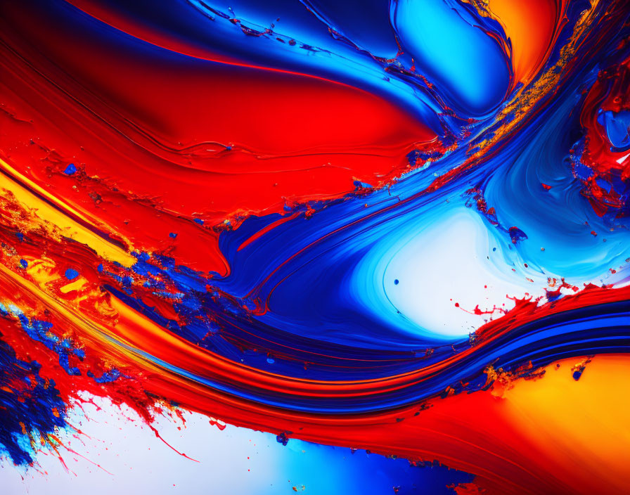 Colorful Abstract Swirls in Blue, Red, White, and Yellow