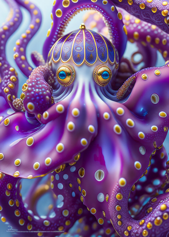 Colorful Octopus Illustration with Ornate Patterns and Expressive Eyes