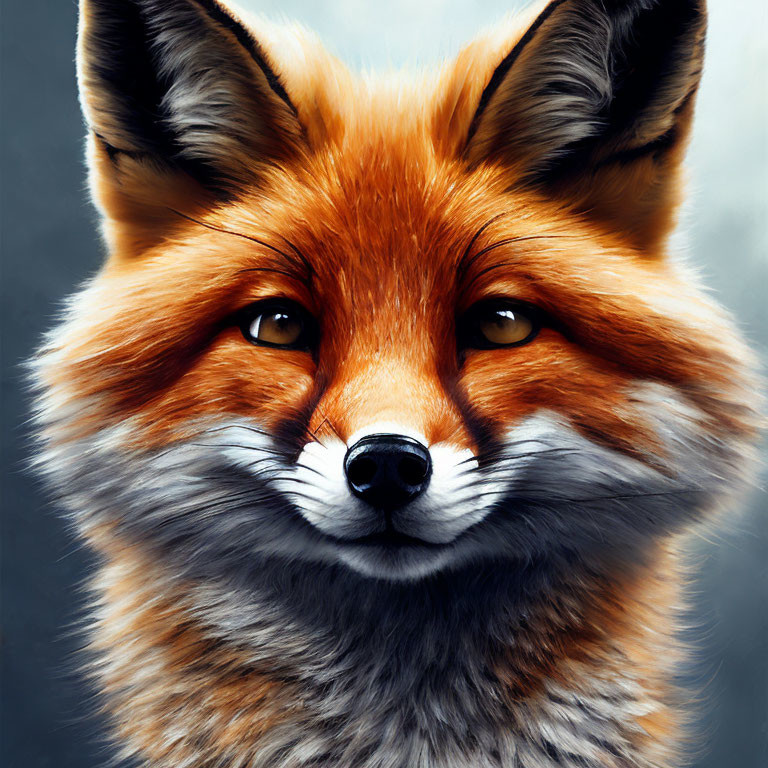 Detailed Fox Portrait with Piercing Eyes and White Muzzle