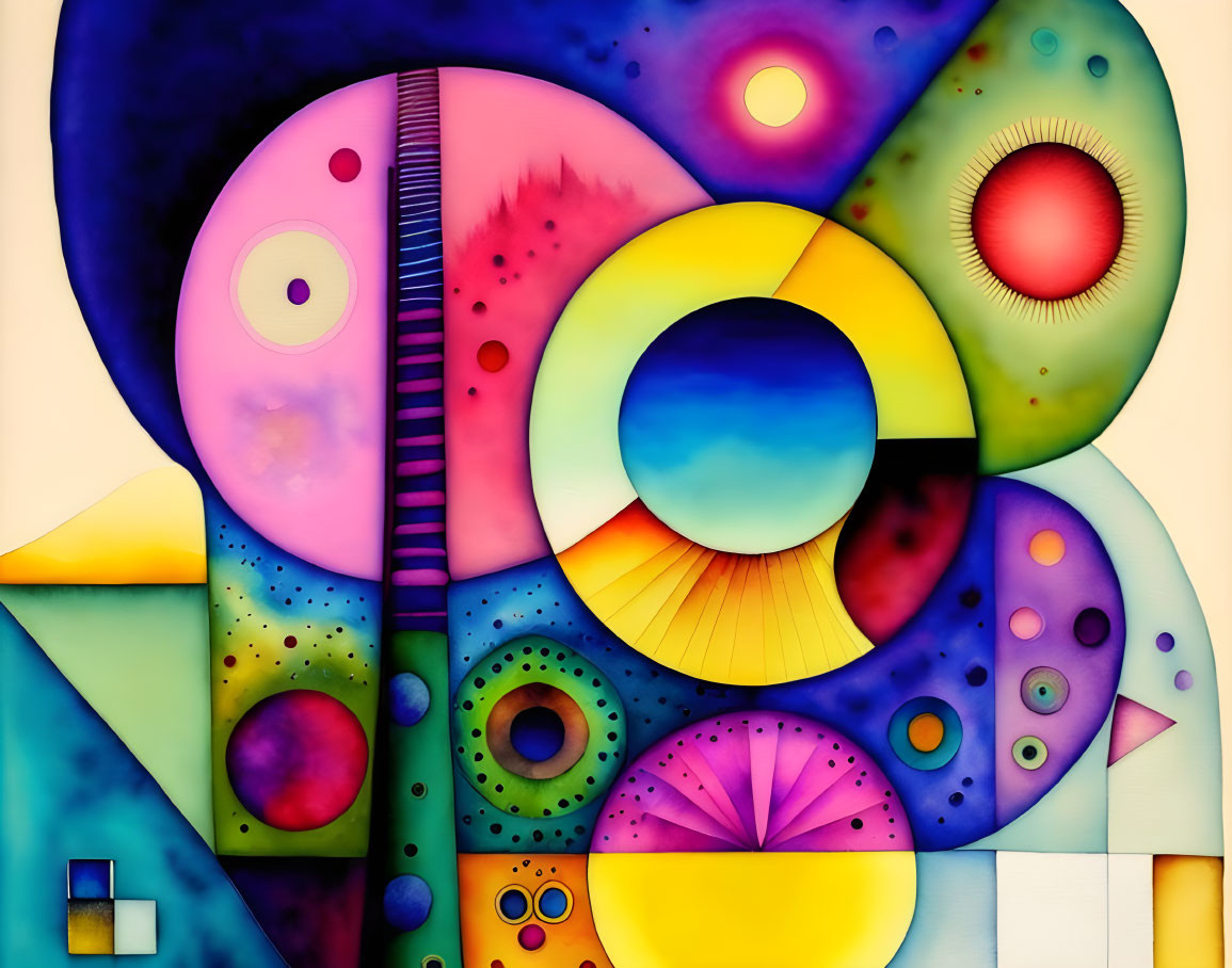 Colorful Abstract Art: Geometric Shapes, Vivid Colors, Cosmic and Aquatic Themes