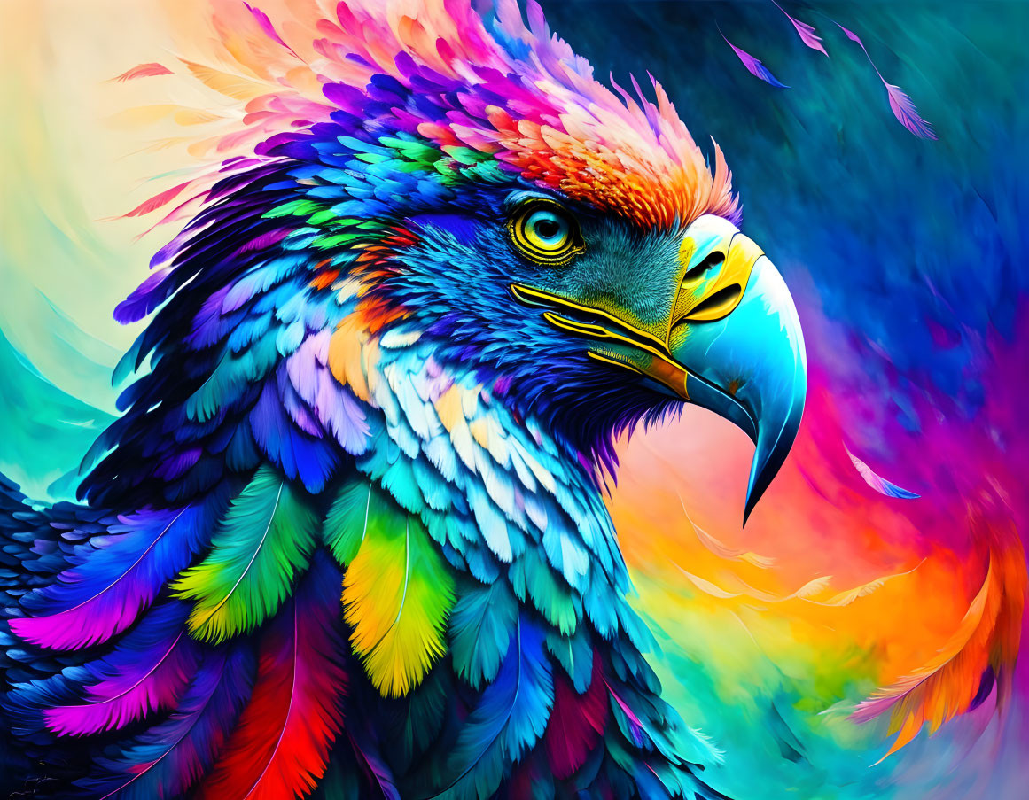 Colorful Abstract Eagle Head Artwork with Vibrant Background