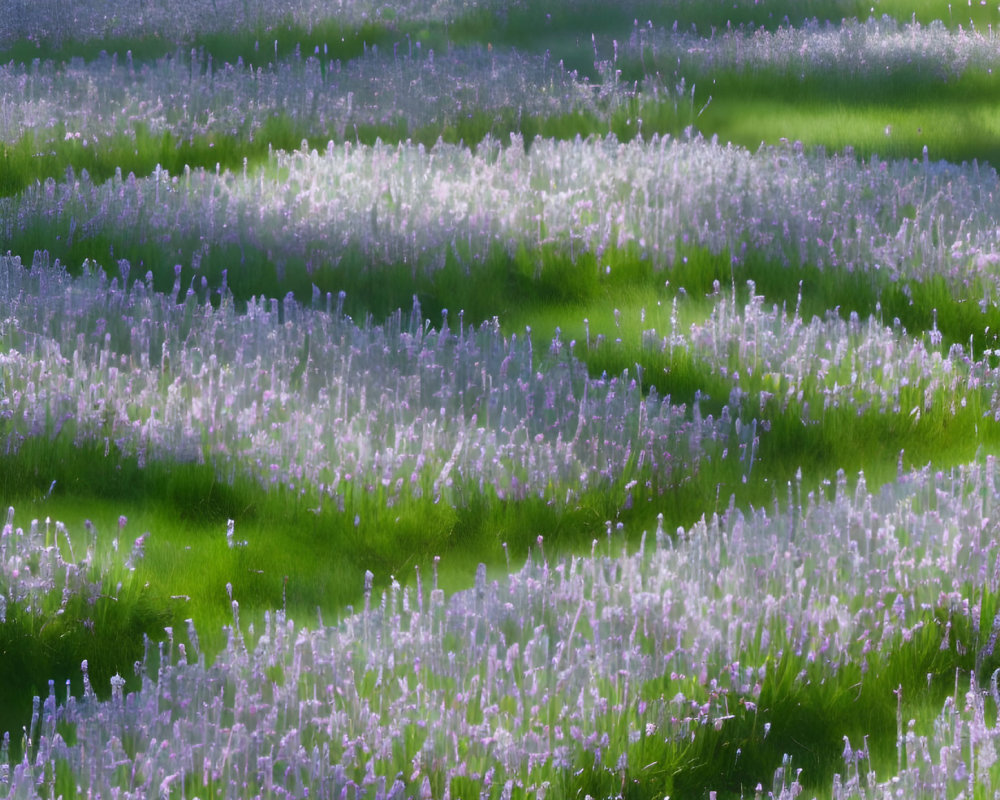 Vibrant Purple Flowers Blooming in Green Grass