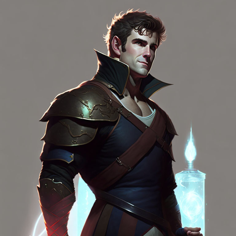 Fictional male character in medieval armor with lantern