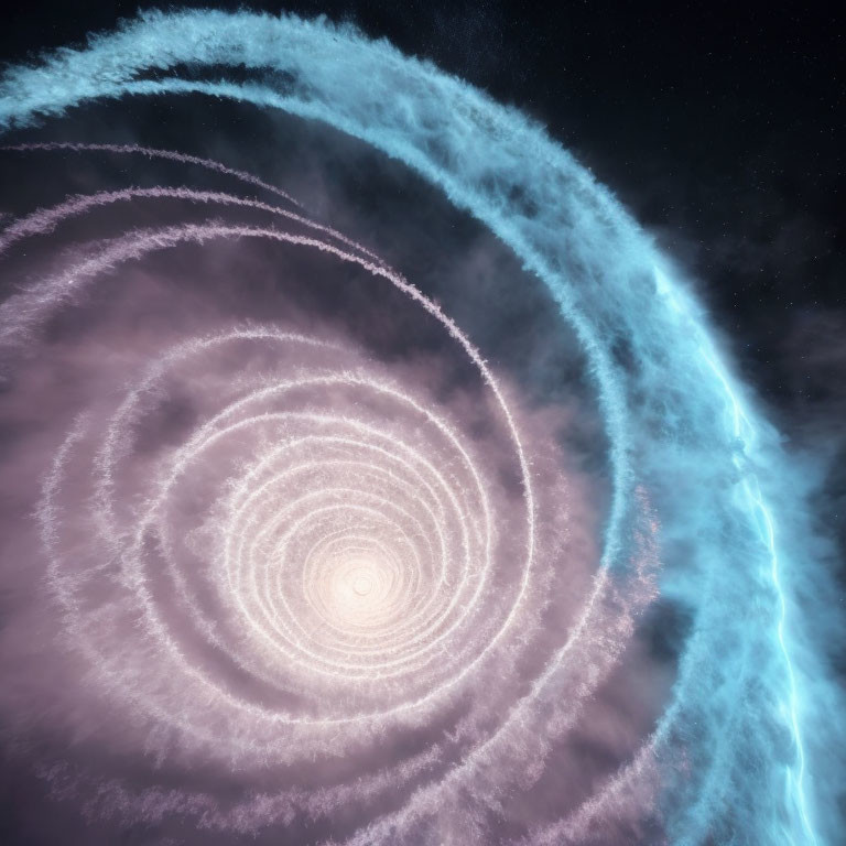 Spiral galaxy formations in celestial scene against starry sky