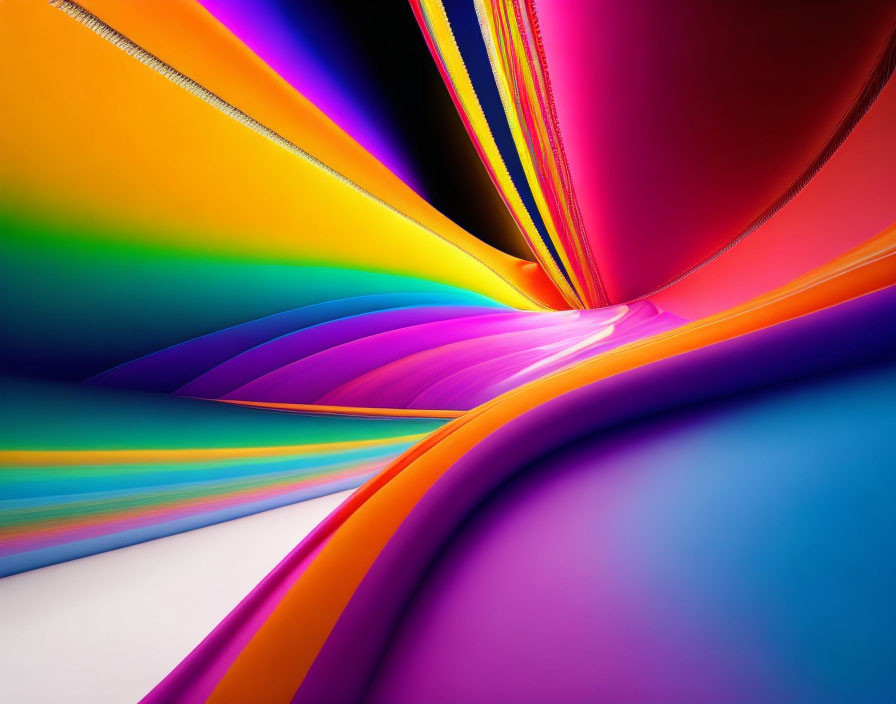 Colorful Abstract Artwork with Dynamic Shapes Converging