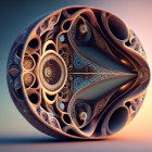 Detailed Fractal Image: Circular Design, Mechanical Elements, Natural Landscapes