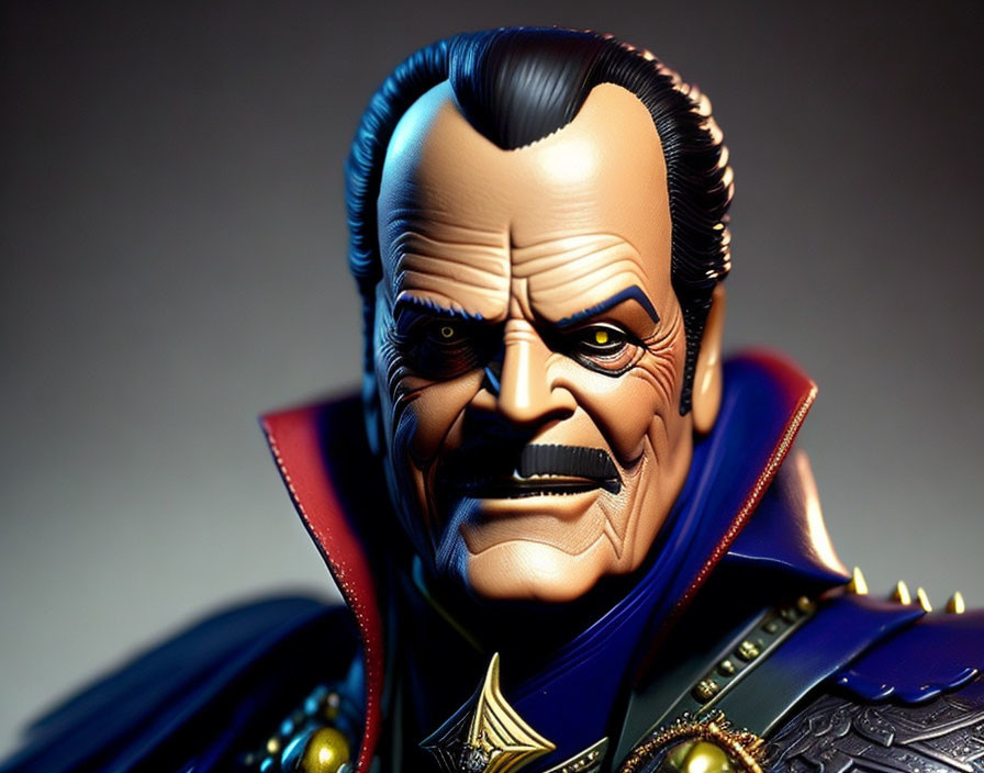 Detailed Dracula Figurine with Dramatic Expression and Ornate Costume