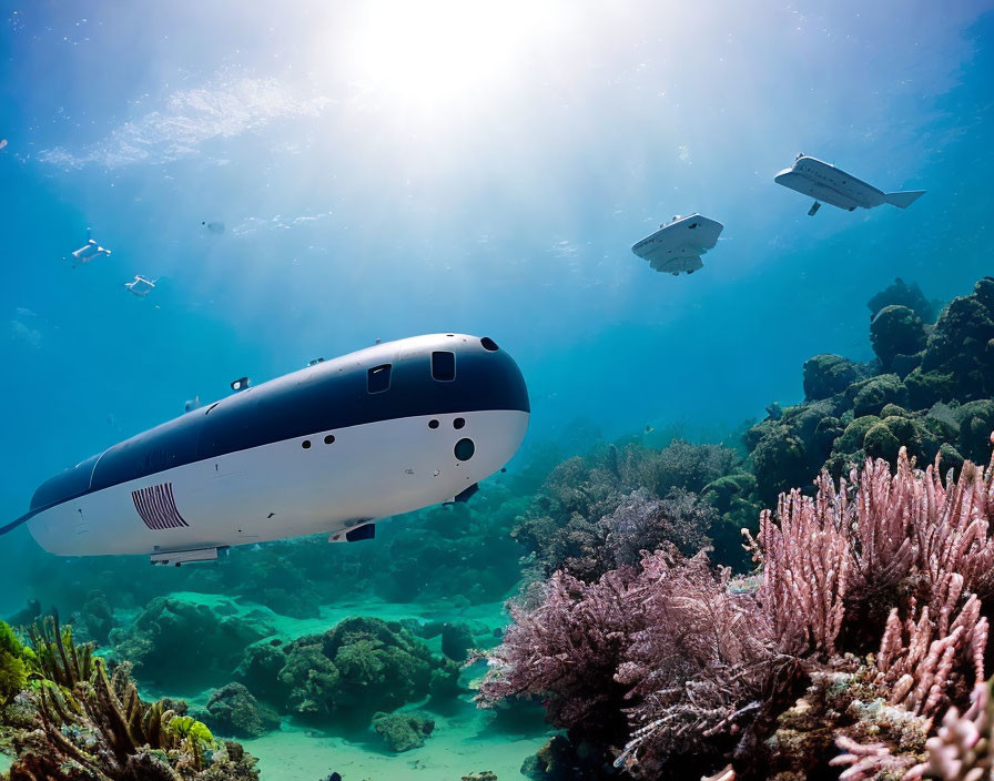 Exploration of Vibrant Underwater Seascape with Coral Formations and Fish