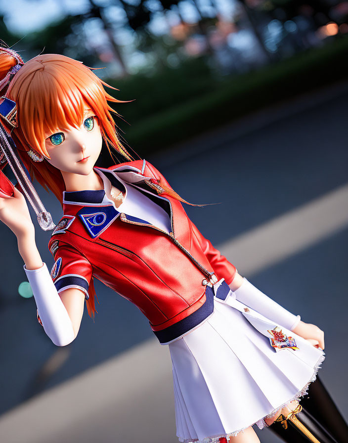 Detailed Anime-Style Doll with Green Eyes and Orange Hair