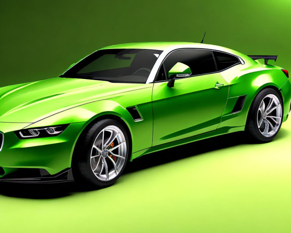 Sleek Bright Green Sports Car with Prominent Wheel Arches