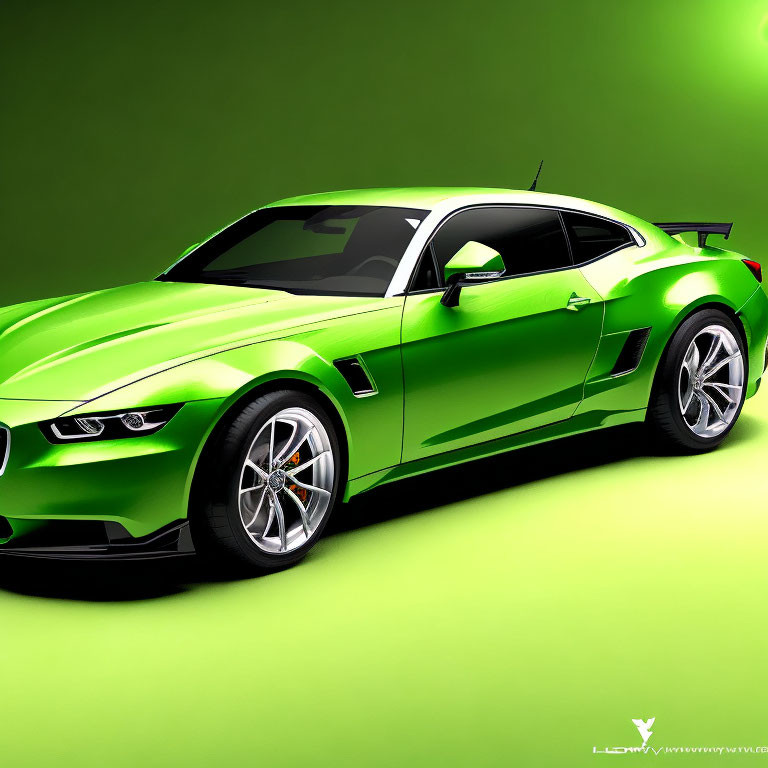 Sleek Bright Green Sports Car with Prominent Wheel Arches