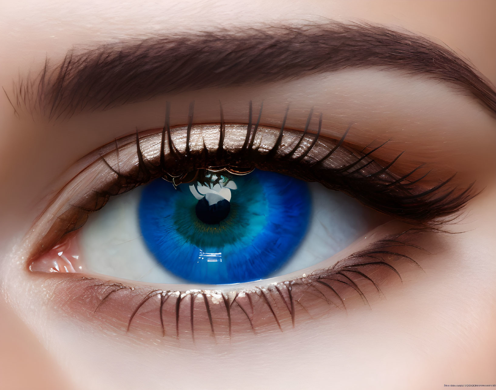 Detailed Close-Up of Vibrant Blue Iris and Long Eyelashes