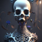 Colorful Flowers and Butterflies on Human Skeleton in Digital Art