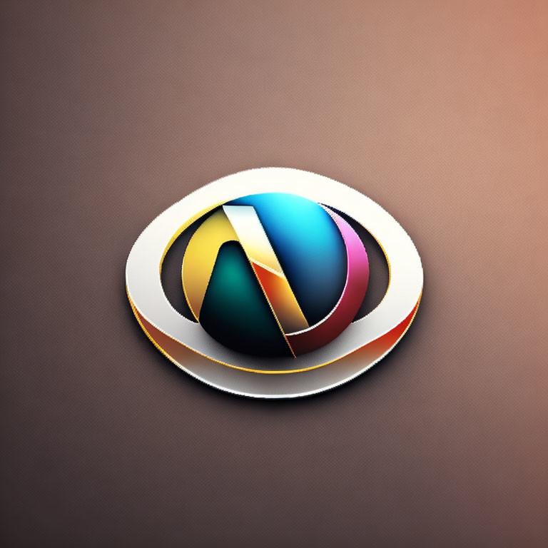 Colorful 3D Sphere Logo on Tan Gradient Background