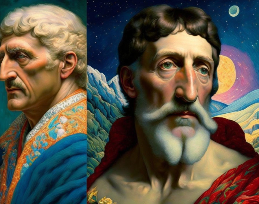 Digital Artwork: Two Male Portraits in Contemporary and Classical Styles