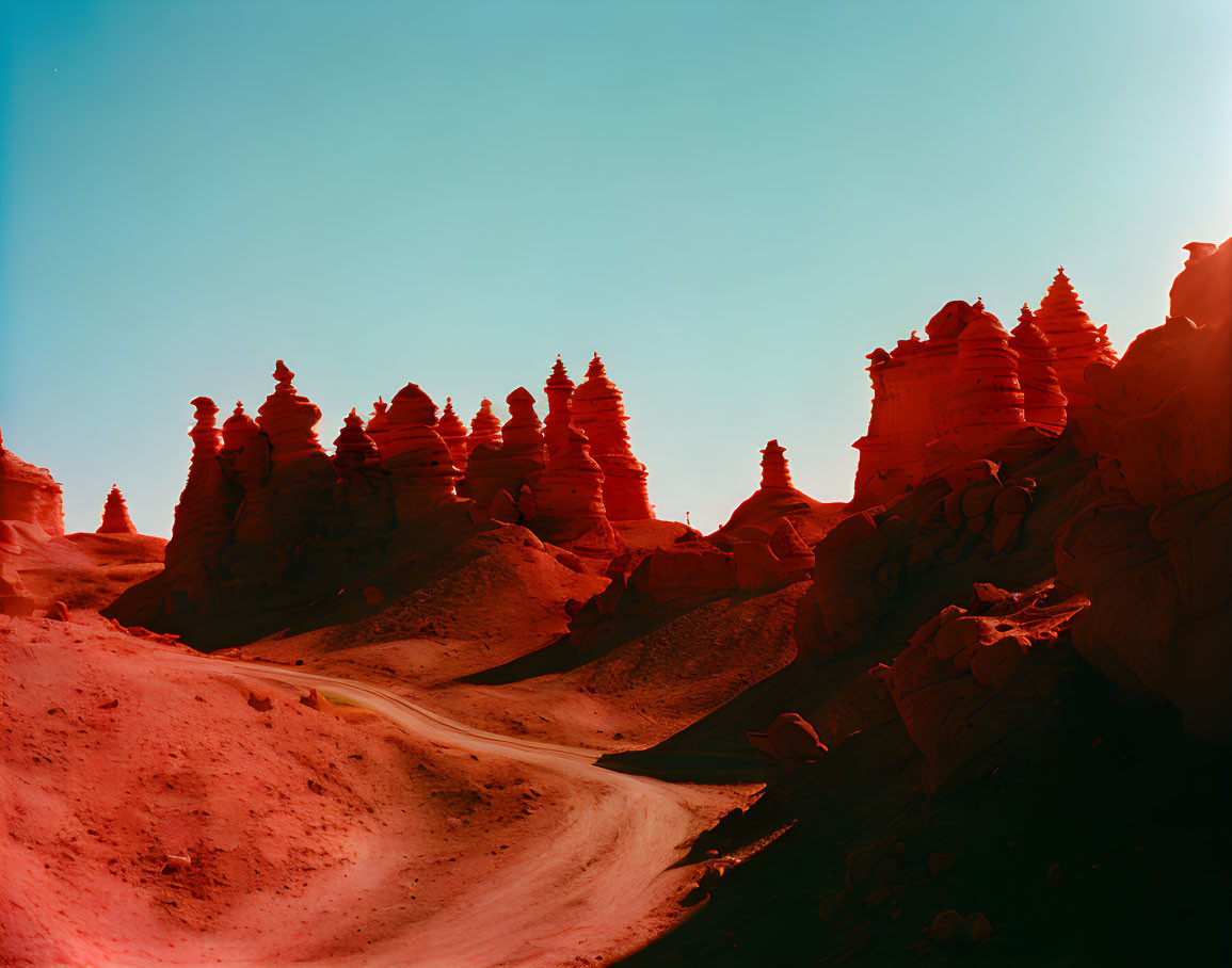 Desert landscape with red sandstone rock formations