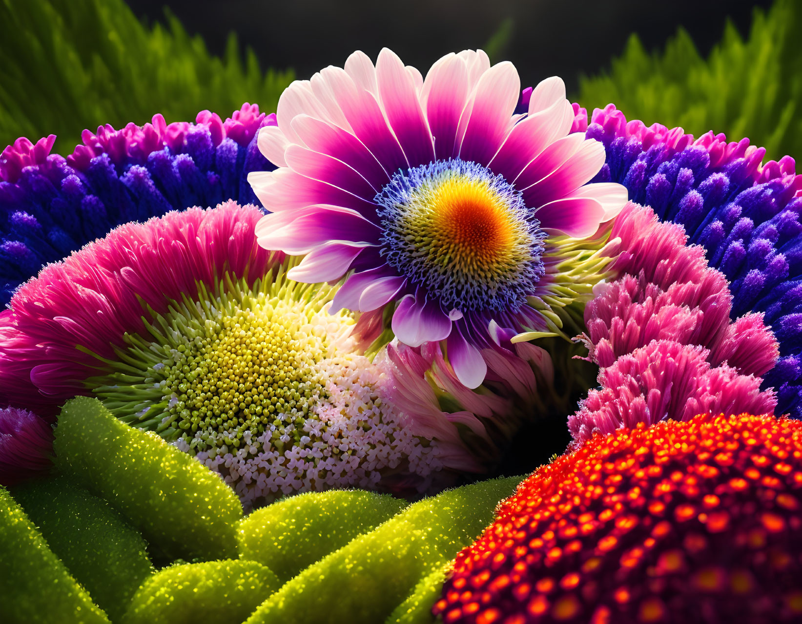 Colorful Flower Arrangement with Pink Gerbera Daisy & Vibrant Blooms