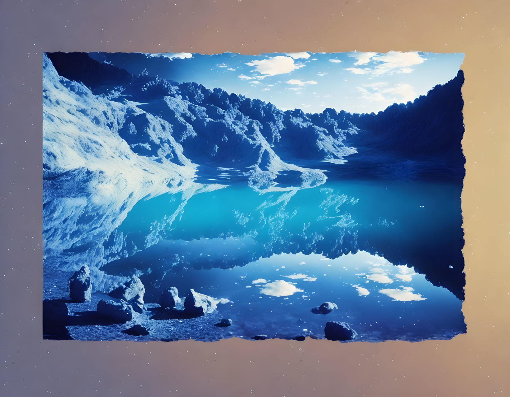 Snowy Mountains Surrounding Blue Alpine Lake Under Clear Skies